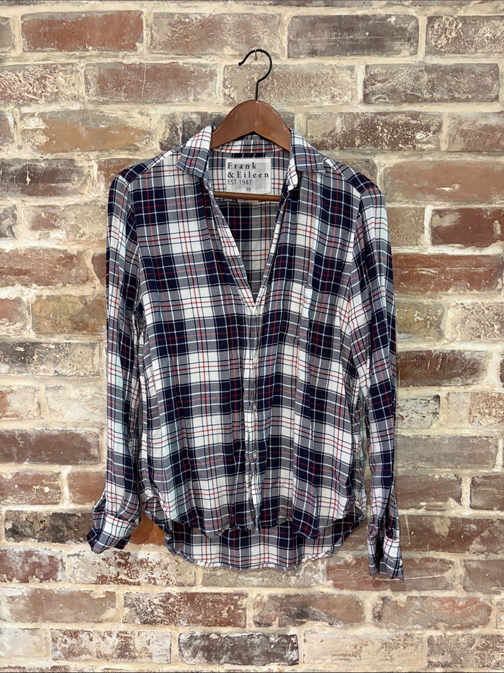 Frank & Eileen Navy, White & Red Plaid Long-Sleeve Shirt